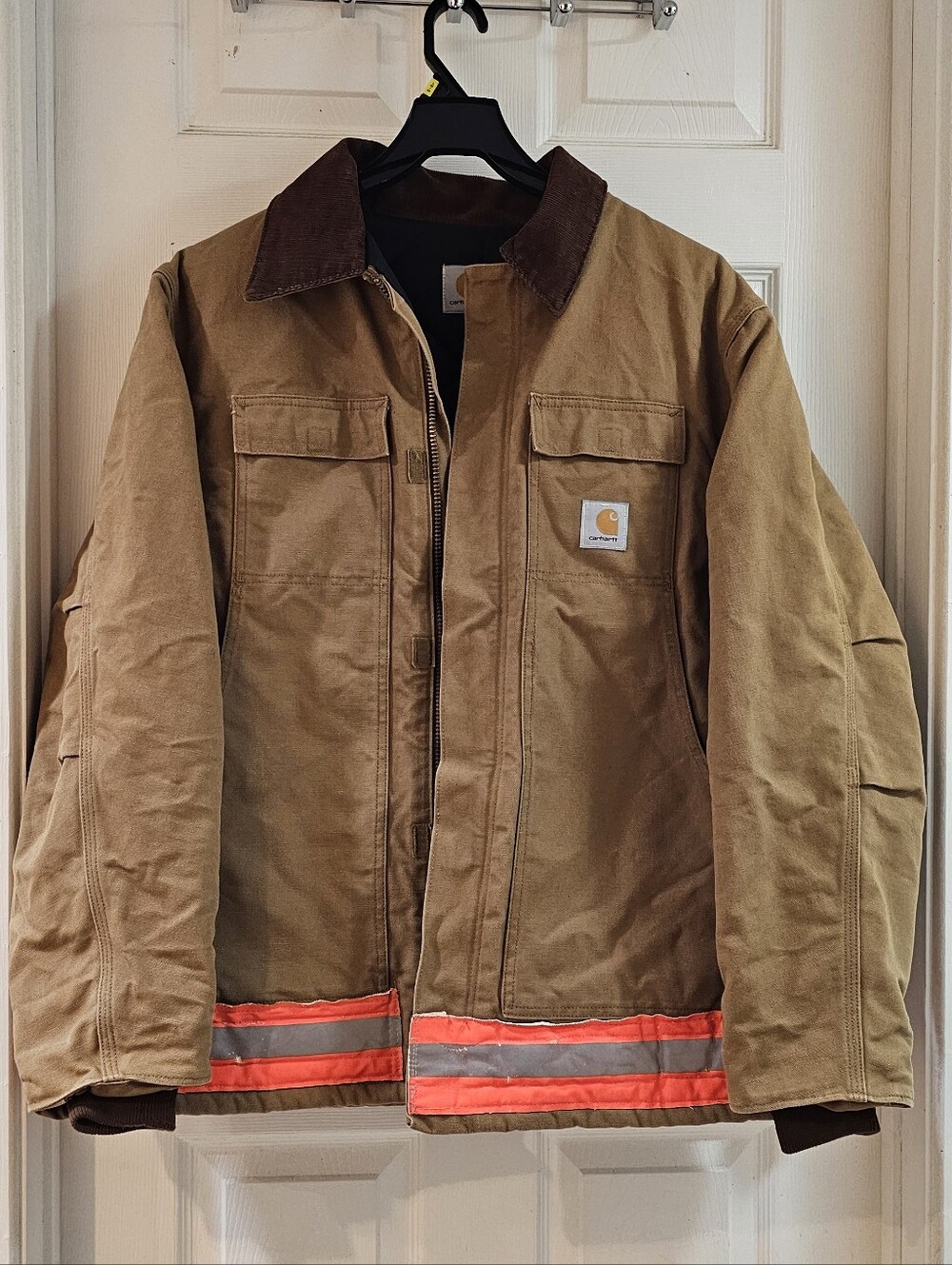 Vintage 90s Carhartt Artic Jacket CQ186 Brn Sz 48 Quilt Lined With High-Vis Trim